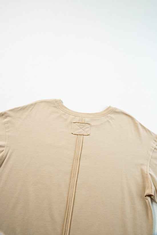 Camiseta de gran tamaño de costura de costura cruda