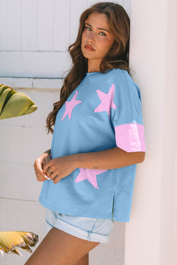 Camiseta de gran tamaño de la estrella de mezclilla de mezclilla de mezclilla aruba