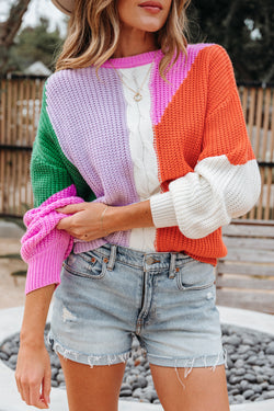 Desert Gold Color Block Tagued Knit Drop Scala sciolta