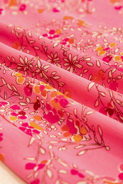 Stampa floreale rosso rosa a manica corta camicia sciolta
