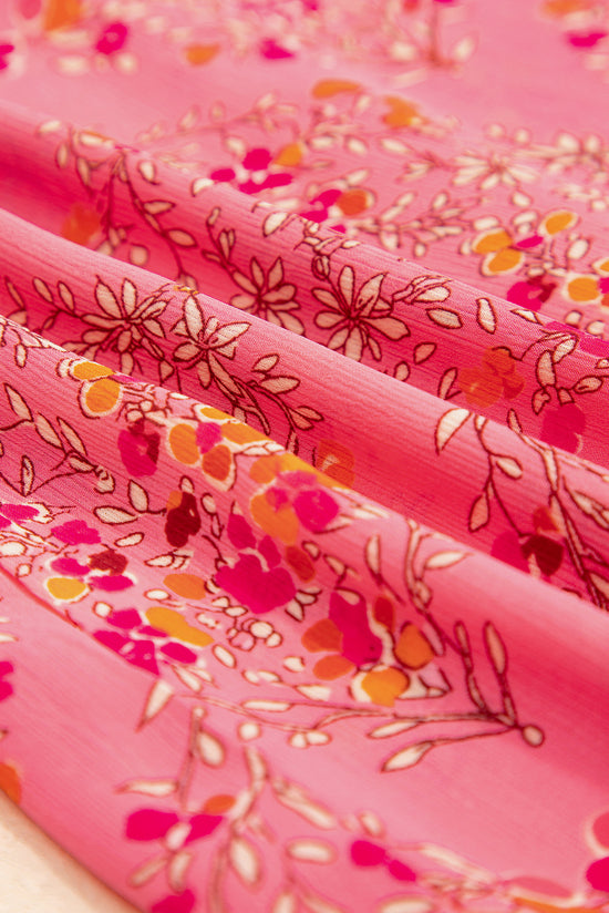 Stampa floreale rosso rosa a manica corta camicia sciolta