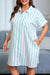 Green Stripe Plus taille St Patricks Day Robe de chemise boutonnée à manches courtes