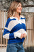 Stripe blu a strisce colorblock polo collare uncinetto maglia a maglia