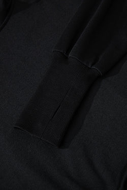 Black Double Zipper Hooded Jacket and Sweatpants Active Set