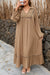 Pulseira castanha com decote em V e leopardo, vestido longo plus size