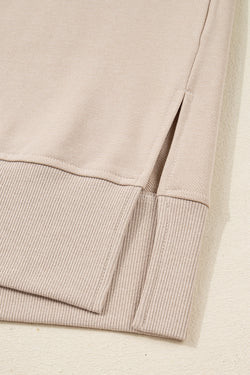 Jet Stream Solid Color Oversize Slit Sweatshirt Ribbed Leggings 2pcs Set