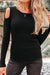 Maglione di spalla fredda a costola nera