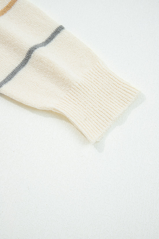 Maglione cardigan a strisce anteriore a V a strisce multicolour a strisce