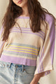 Purple Stripe limítrofe costela malha com manga dolman com manga dolman