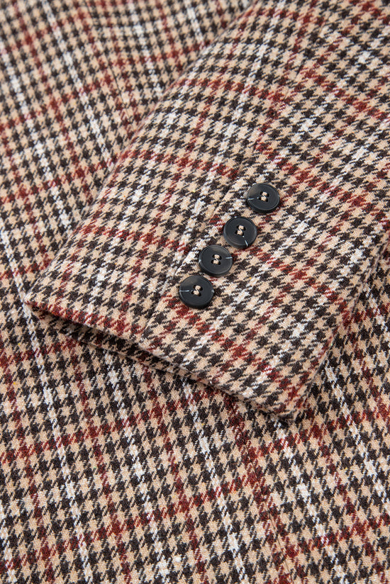 Blazer de collar de solapa de pecho de pecho marrón