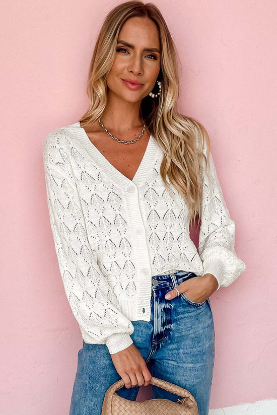 Cardigan all'uncinetto anteriore abbottonato leggero marrone