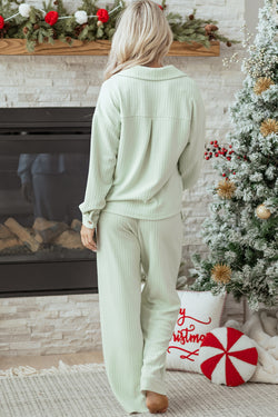 Claramente acuático set de camisa de bolsillo y pantalones de bolsillo de pecho con textura aqua