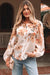 Orange Floral Puff Sleeve Lightweight Shirt