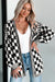 Cardigan con spalla con goccia anteriore a scacchi neri a scacchi