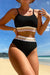 Bikini con textura negra Bikini Bikini High Winist 2 PCS Swimsuit