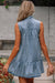 Beau Blue Bowknot Neck sin mangas con volantes Vestido de chambray
