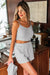 Light Grey 3 Pieces Rib Crop Camisole Matching Shorts Lounge Set with Cardigan