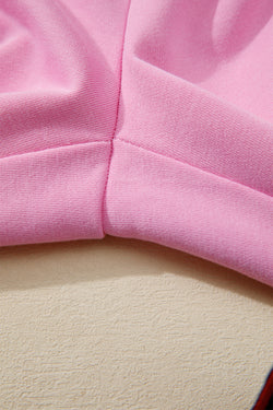 Orchid Bouquet Big Flower Patched Raw Seam Color Block 2 Piece Loose Pant Set