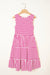Sky Blue Stripe U Neck Maneveless Fit Fit Mini Vestido