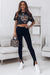 Leggings con spacco a vita alta in maglia a coste nere