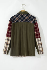 Red Mixed Plaid Patchwork Retro Shacket