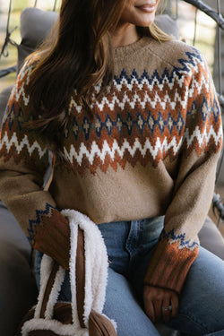 Khaki Aztec Stampa colorblock Equipa