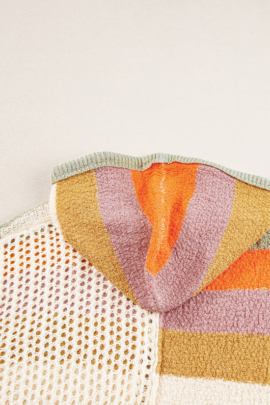 Caro amante bege de tamanho grande colorblock v pescoço com capuz
