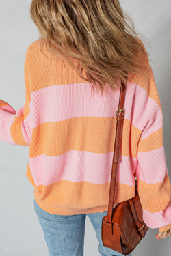 Stripe arancione collock mezza maglione oversize