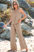Goat Buttoned Vest Drawstring Wide Leg Pants 2pcs Set