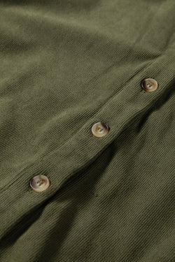 Mini abito a maniche lunghe con colletto a mezzo bottone in velluto a coste di farina d'avena