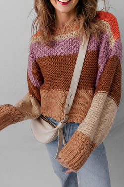 Maglione a maglia a maglia a goccia colorblock multicolore