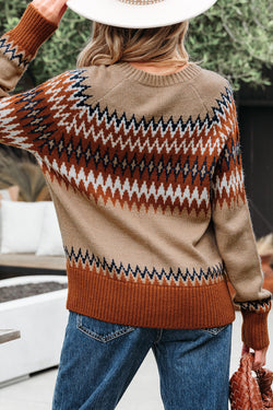 Khaki Aztec Stampa colorblock Equipa