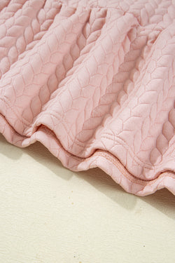 Delicacy Braided Texture Ruffle Hem Top Drawstring Loose Pants Set