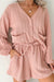 Ensemble short et cardigan en tricot torsadé rose Gossamer à col en V