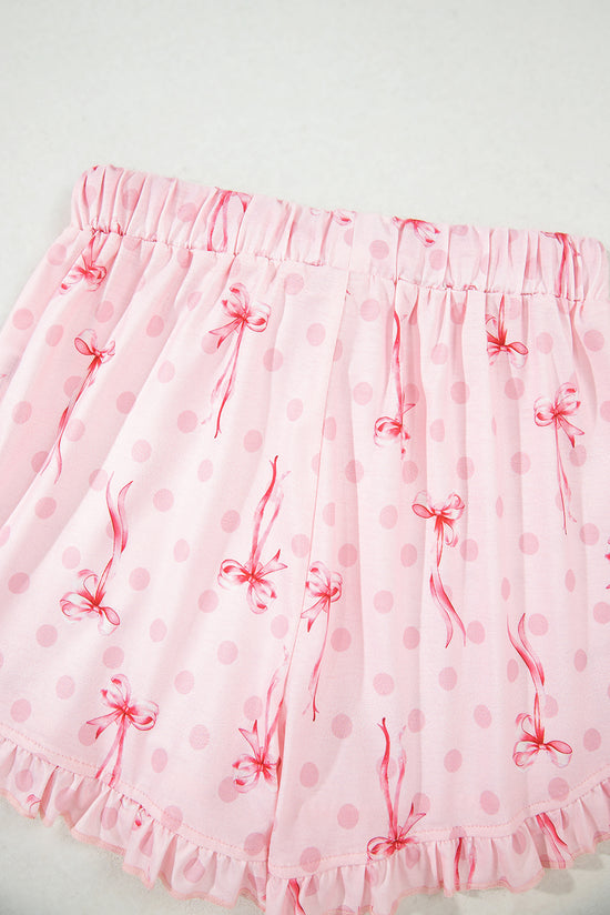 Floral Print Contrast Pipping Short Pajamas Set