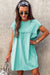 Menta verde brimele fritturato collo sciolto mini abito