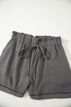 Shorts de papier papier de gaze en coton bleu
