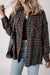Papas de estampado de estampado a cuadros Brown Chaqueta abotonada