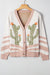 Cardigan con maglione anteriore abbottonato di cactus al deserto di albicocche