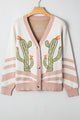 Cardigan con maglione anteriore abbottonato di cactus al deserto di albicocche