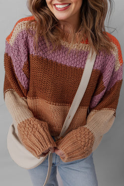 Maglione a maglia a maglia a goccia colorblock multicolore