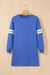 Fiery Red Varsity Contrast Banded Sleeve Shift Sweatshirt Dress