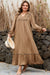 Pulseira castanha com decote em V e leopardo, vestido longo plus size