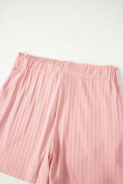 Beau Blue Custbed Botón V Cuella de tanques y pantalones cortos establecidos