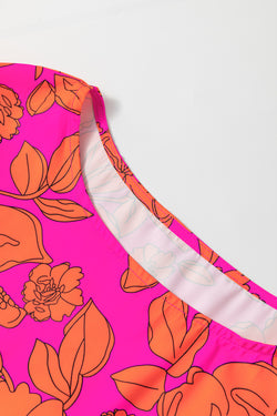 Robe florale à manches à volants volumineuses roses