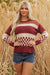 Blocco a scacchi marrone a scacchi maglione a goccia a maglia