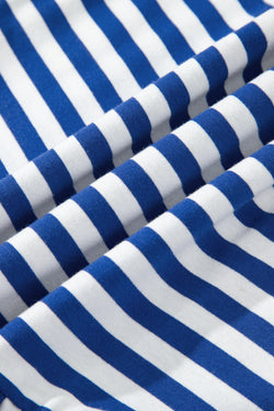 Sky Blue Stripe U Neck Maneveless Fit Fit Mini Vestido