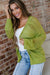 Spinach Green Oversize Crochet Knit Open Cardigan
