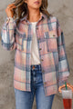 Chaqueta de bolsillos de aleta a cuadros negros rosa/rosa