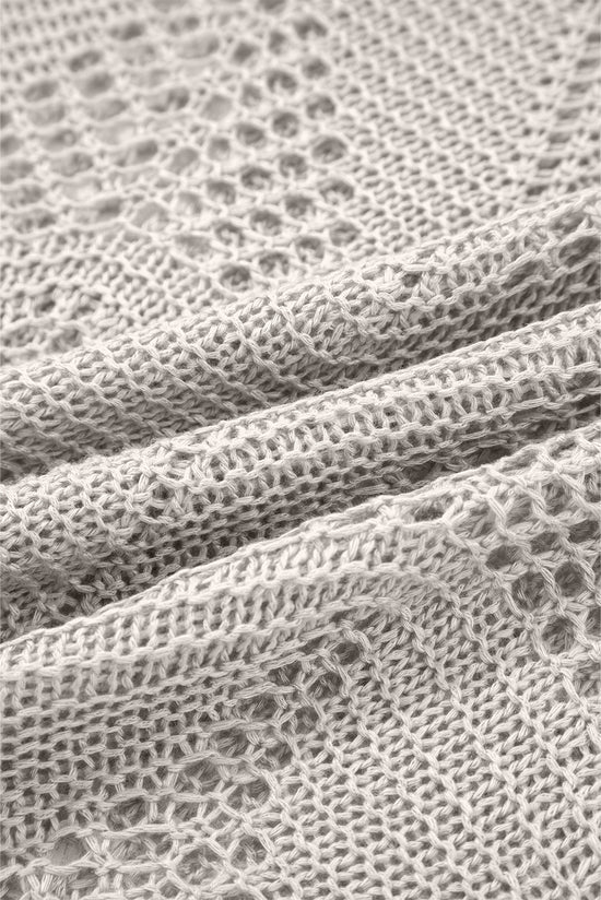 Pergaminho hollow out malha 7/8 suéter casual